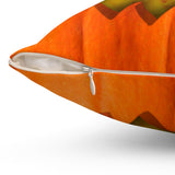 Halloween Throw Pillow/ Evil Jack Olantern Pumpkin With Green And Orange Glitter Imaged Drips Decor