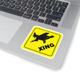 Halloween Stickers/ Caution Sign Funny Witch Crossing Laptop Decal, Planner, Journal Vinyl Stickers