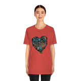 Valentine Shirts/ Gothic Grunge Teal Blue Animal Leopard, Giraffe Print Heart With Barbed Wire T shirts