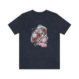 Valentine Shirts/ Gothic Tic Tac Toe Bones And Roses On Marbled Gray Paint Brushstrokes T shirts