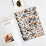 Halloween Journal/ Spiders And Webs On Grunge Orange Polkadots Notebook/ Diary Gift