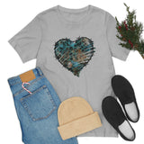Valentine Shirts/ Gothic Grunge Teal Blue Animal Leopard, Giraffe Print Heart With Barbed Wire T shirts