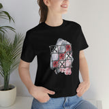 Valentine Shirts/ Gothic Tic Tac Toe Bones And Roses On Marbled Gray Paint Brushstrokes T shirts