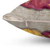 Autumn Fall Pillow/ Orange, Cream, Burgundy And Yellow Pumpkins With Glitter Imaged Gold Glam Accents Floral Decor