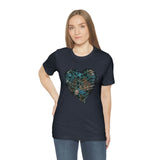 Valentine Shirts/ Gothic Grunge Teal Blue Animal Leopard, Giraffe Print Heart With Barbed Wire T shirts