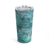 Beach Shells Stainless Steel 20oz Tumbler/ Nautical Watercolor Waves On Sea Blue Wood Travel Mug Gift