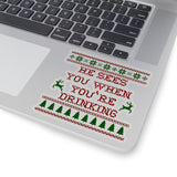Christmas Stickers/ Santa Funny Drinking Quote Laptop Decal, Planner, Journal Vinyl Stickers