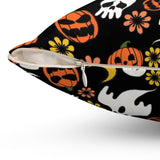 Halloween Jack Olantern Pumpkins, Flying Ghosts And Skulls With Dripping Green, Orange And Black Imaged Glitter