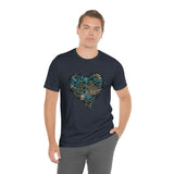 Valentine Shirts/ Gothic Grunge Teal Blue Animal Leopard, Giraffe Print Heart With Barbed Wire T shirts