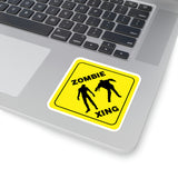 Halloween Stickers/ Caution Sign Zombie Crossing Laptop Decal, Planner, Journal Vinyl Stickers