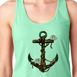Nautical Anchor Beach Tank Top/ Rustic Nautical Anchor With Barnacles And Starfish Women’s Tank/ Tropical Summer Sailing Nautical Tank