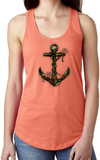Nautical Anchor Beach Tank Top/ Rustic Nautical Anchor With Barnacles And Starfish Women’s Tank/ Tropical Summer Sailing Nautical Tank