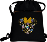 Disney 50th Anniversary Backpack/ Minnie Mouse Disney World Parks Epcot Magic Kingdom Fireworks Balloons With Glitter Gold Bow Travel Bag