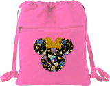 Disney 50th Anniversary Backpack/ Minnie Mouse Disney World Parks Epcot Magic Kingdom Fireworks Balloons With Glitter Gold Bow Travel Bag