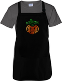 Filigree Pumpkin Autumn Apron/ Fall Swirl Metallic Orange And Green Pumpkin BBQ/ Cooking Adjustable Apron