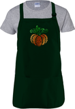 Filigree Pumpkin Autumn Apron/ Fall Swirl Metallic Orange And Green Pumpkin BBQ/ Cooking Adjustable Apron