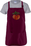 Filigree Pumpkin Autumn Apron/ Fall Swirl Metallic Orange And Green Pumpkin BBQ/ Cooking Adjustable Apron