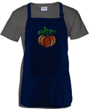 Filigree Pumpkin Autumn Apron/ Fall Swirl Metallic Orange And Green Pumpkin BBQ/ Cooking Adjustable Apron