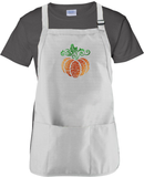 Filigree Pumpkin Autumn Apron/ Fall Swirl Metallic Orange And Green Pumpkin BBQ/ Cooking Adjustable Apron