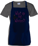 Halloween Witches Apron/ What Up My Witches Halloween Purple Glitter Funny Party BBQ/ Cooking Adjustable Apron