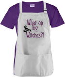 Halloween Witches Apron/ What Up My Witches Halloween Purple Glitter Funny Party BBQ/ Cooking Adjustable Apron