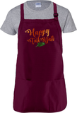 Happy Fall Y’all Autumn Apron/ Metallic Orange And Green Rustic Fall Colors BBQ/ Cooking Adjustable Apron
