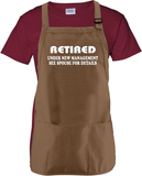 Retirement Apron Gift/ Retired, Under New Management See Spouse For Details Adult BBQ/ Cooking Adjustable Funny Apron
