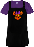 Disney Halloween Minnie Mouse Apron/ Spooky Orange And Purple Bow Bats And Spiders BBQ/ Cooking Adjustable Apron