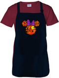 Disney Halloween Minnie Mouse Apron/ Spooky Orange And Purple Bow Bats And Spiders BBQ/ Cooking Adjustable Apron