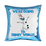 Disney Arendelle Aqua Sequin Pillow/ We're Going To Disney Reveal Frozen Pillow Gift/ Olaf Disney Vacation Reversible Flip Sequin Pillows