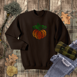 Filigree Pumpkin Autumn Sweatshirt/ Fall Swirl Pumpkin Sweatshirt/ Metallic Orange And Green Rustic Fall Colors Fleece Sweater