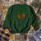 Filigree Pumpkin Autumn Sweatshirt/ Fall Swirl Pumpkin Sweatshirt/ Metallic Orange And Green Rustic Fall Colors Fleece Sweater