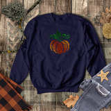 Filigree Pumpkin Autumn Sweatshirt/ Fall Swirl Pumpkin Sweatshirt/ Metallic Orange And Green Rustic Fall Colors Fleece Sweater