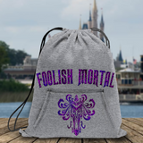 Disney Haunted Mansion Backpack/ Purple Holographic Foolish Mortal Tote Park Bag