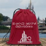 Disney Star Wars Galaxy’s Edge Backpack/ Metallic Silver Aurebesh Black Spire Outpost Tote Vacation Park Bag