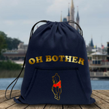 Disney Winnie The Pooh Backpack/ Oh Bother Pooh Bear Antique Gold Drawstring Fleece Tote Park Bag