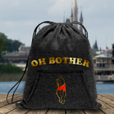 Disney Winnie The Pooh Backpack/ Oh Bother Pooh Bear Antique Gold Drawstring Fleece Tote Park Bag