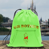 Disney Winnie The Pooh Backpack/ Oh Bother Pooh Bear Antique Gold Drawstring Fleece Tote Park Bag