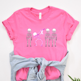 Breast Cancer Awareness Shirts/ Pink October Dabbing Skeletons Ribbon Halloween T Shirts