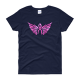Breast Cancer Shirt, Angel Wings Cancer Awareness Shirts, Metallic Pink Ribbon Angel Wings, Breast Cancer Memorial Shirt