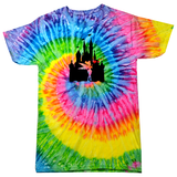 Disney Tie Dye Tinkerbell Glitter Hearts Shirt/ Disney Vacation Cinderella’s Castle/ Glitter Tinkerbell Silhouette Family Matching Vacation Tie Dye T-Shirt