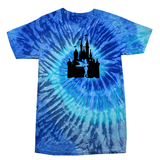 Disney Tie Dye Tinkerbell Shirt/ Disney Vacation Cinderella’s Castle/ Glitter Tinkerbell Silhouette Family Matching Vacation Tie Dye T-Shirt