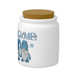Christmas Gnome Ceramic Jar/ Chillin With My Gnomies Blue Snowflakes Creamer/ Sugar/ Spice Jar With Cork Lid Holiday Farmhouse Kitchen Gift