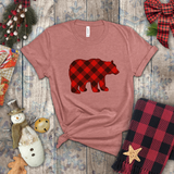 Christmas Bear Shirts/ Red Buffalo Plaid Bear Winter Holiday T shirts