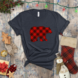 Christmas Bear Shirts/ Red Buffalo Plaid Bear Winter Holiday T shirts