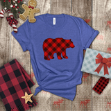 Christmas Bear Shirts/ Red Buffalo Plaid Bear Winter Holiday T shirts