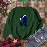 Disney Christmas Plaid Sweatshirt/ Blue Plaid Mickey Mouse With Red Santa Hat Shirt/ Christmas Holiday Fleece Sweater