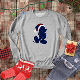 Disney Christmas Plaid Sweatshirt/ Blue Plaid Mickey Mouse With Red Santa Hat Shirt/ Christmas Holiday Fleece Sweater