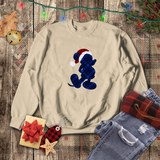 Disney Christmas Plaid Sweatshirt/ Blue Plaid Mickey Mouse With Red Santa Hat Shirt/ Christmas Holiday Fleece Sweater