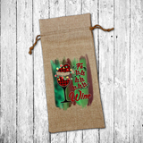 Christmas Wine Gift Bag/ Carol Wine Lover Holiday Drinking Plaid Fa La La La Funny Burlap Wine Tote